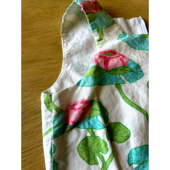 VTG Lilly Pulitzer Linen Dress 6 Frogs In Lily Pads Shift Lace Flower RARE 90s - Picture 13 of 15